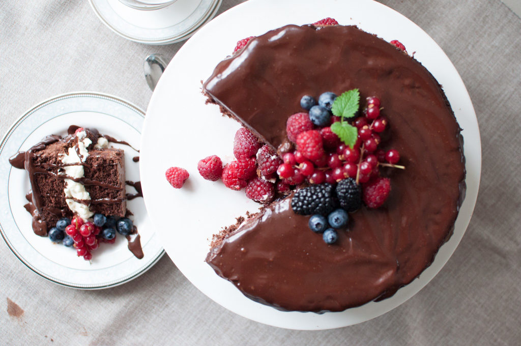 sjokoladekake bringebær
