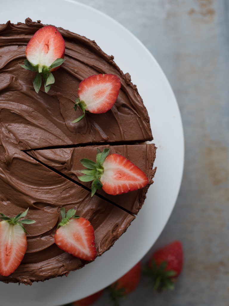 sjokoladekake med jordbær